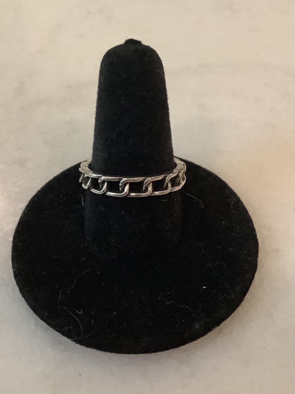 Silver Tone Chain-Link Women's Ring - Modern Stackable Band, Brand New